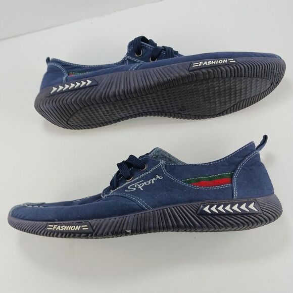 NWOT Men's Navy Blue Canvas Lace-Up Casual Shoes, Sport Fashion Sneakers 10 - Picture 11 of 13